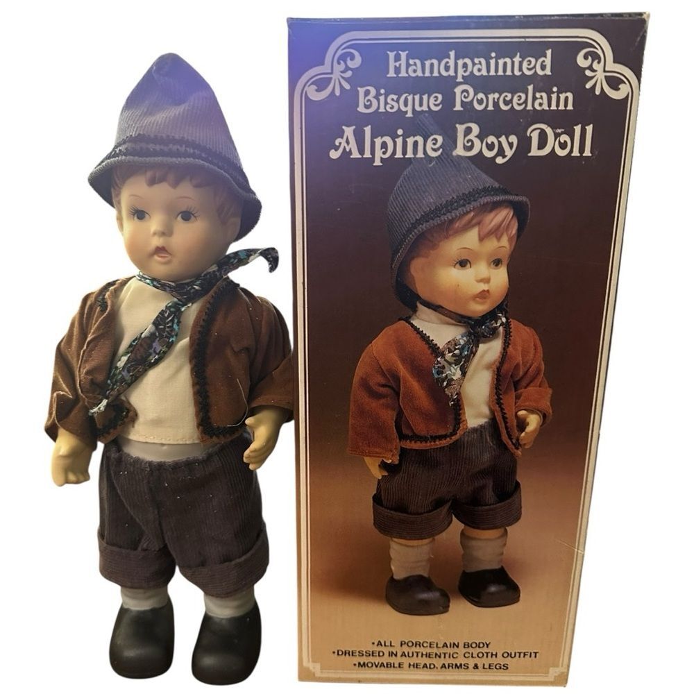 Vintage Hand-painted Alpine Boy Doll with Porcelain Body. And glaze Matt finish.